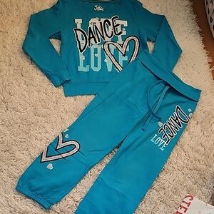 Justice Teal Dance Love Fleece Outfit Size 10 Kms2
